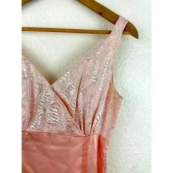 VTG Handmade Pink Shiny Sleeveless Elegant Long Dress READ Women's SMALL - Picture 15 of 16
